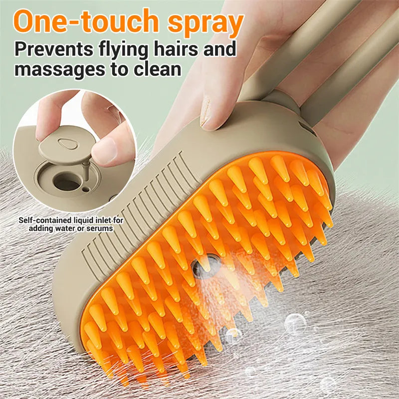 3-in-1 Electric Steam Pet Grooming Brush - Spa-Quality Home Grooming