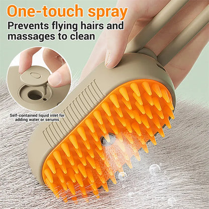3-in-1 Electric Steam Pet Grooming Brush - Spa-Quality Home Grooming