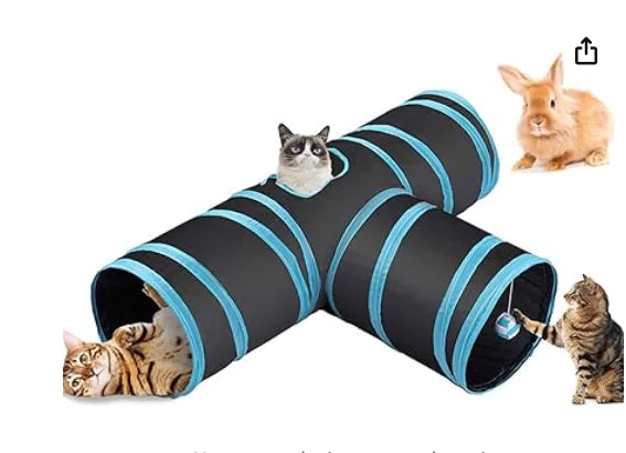 Y-shaped Foldable Cat Tunnel - 3-Way Interactive Play Haven