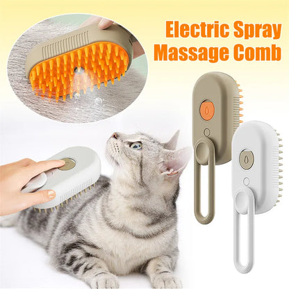 3-in-1 Electric Steam Pet Grooming Brush - Spa-Quality Home Grooming
