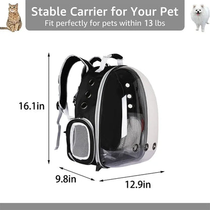 Close-up of the pet backpack’s clear bubble window