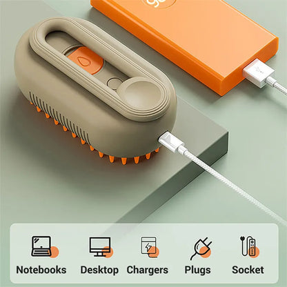 3-in-1 Electric Steam Pet Grooming Brush - Spa-Quality Home Grooming