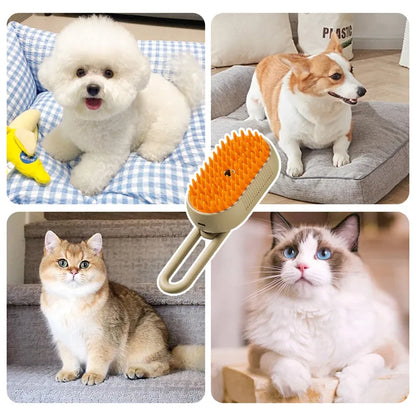 3-in-1 Electric Steam Pet Grooming Brush - Spa-Quality Home Grooming