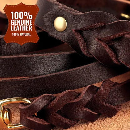 Dog Collar and Leash Set - Leather Elegance for Medium and Large Dogs
