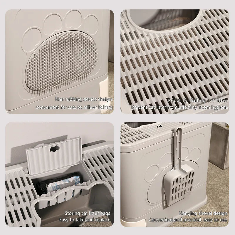 Fully Closed Top Entry Odor Proof Cat Litter Basin - Clean Sanctuary