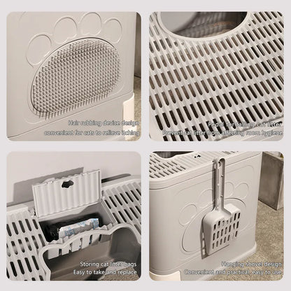 Fully Closed Top Entry Odor Proof Cat Litter Basin - Clean Sanctuary