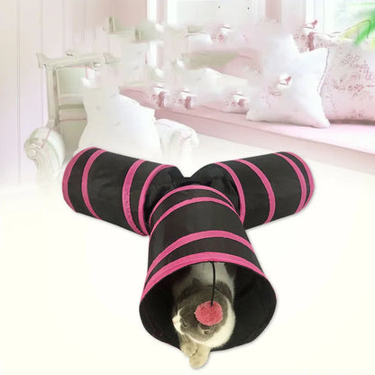 Y-shaped Foldable Cat Tunnel - 3-Way Interactive Play Haven