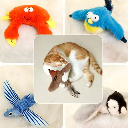 Interactive Plush Toy for Cats & Dogs – Electric Jumping Fish & Flapping Bird with Sounds