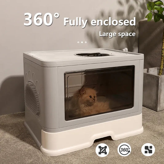 Fully Closed Top Entry Odor Proof Cat Litter Basin - Clean Sanctuary