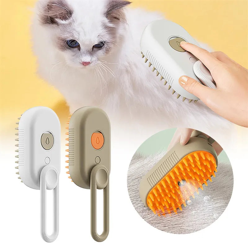 3-in-1 Electric Steam Pet Grooming Brush - Spa-Quality Home Grooming